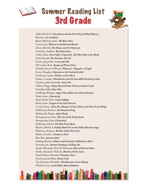 Printable 3rd Grade Reading List